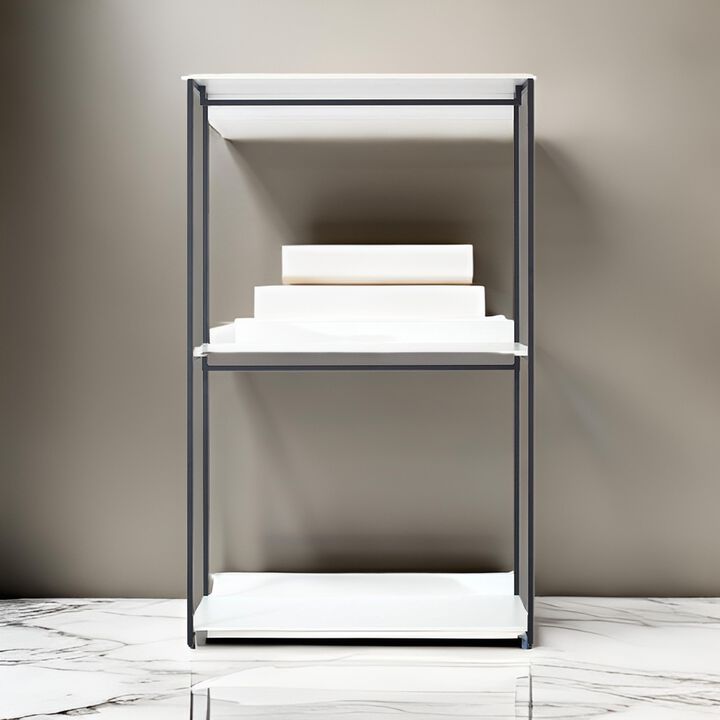 Cox Modular Closet System, 3 Wide White Board Shelves and Black Metal Frame