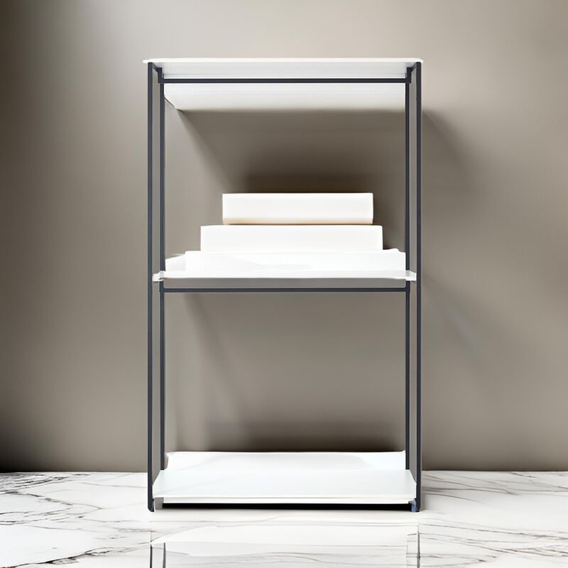 Cox Modular Closet System, 3 Wide White Board Shelves and Black Metal Frame