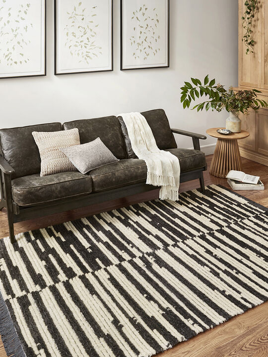 Alice ALI03 Cream/Charcoal 18" x 18" Sample Rug