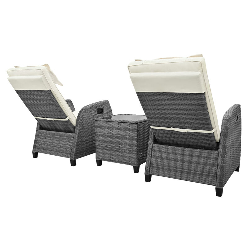 Outdoor Rattan Two-Person Combination With Coffee Tableble, Suitable For Courtyard