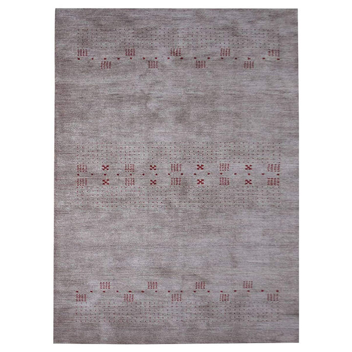 RUGSOTIC CARPETS HAND KNOTTED LOOM WOOL ECO-FRIENDLY AREA RUGS  - 8'x10', Rectangle, Light Brown Color, Contemporary Modern Design, High Pile Handmade Anti Skid Rugs for Living Room (L00507)