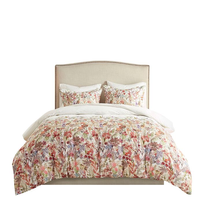 Gracie Mills Millicent 3-Piece Bloom Cotton Printed Duvet Cover Set