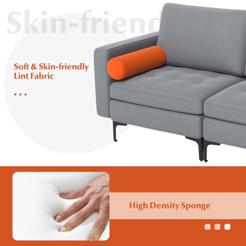Hivvago Modern Loveseat Sofa with 2 Bolsters and Side Storage Pocket