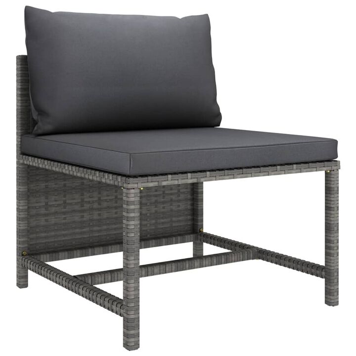 Tim Outdoor Modular Middle Sofa Chair, Sectional, Gray Cushions Rattan - Benzara