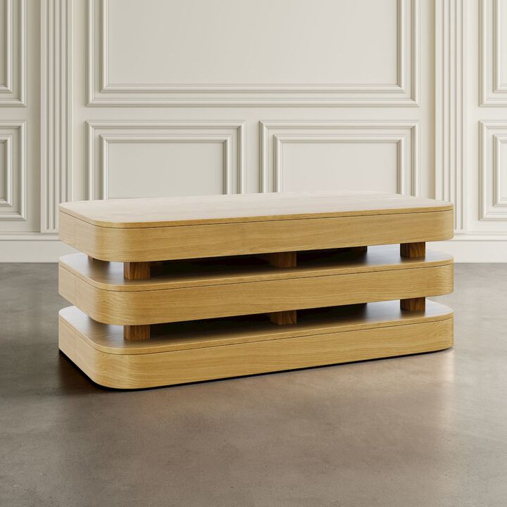 Jofran Brix Mid-Century Modern Floating Sculpture Layered Coffee Table