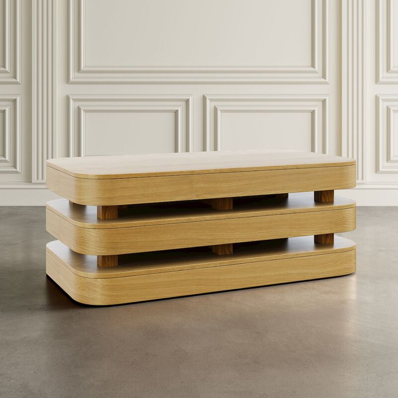 Jofran Brix Mid-Century Modern Floating Sculpture Layered Coffee Table
