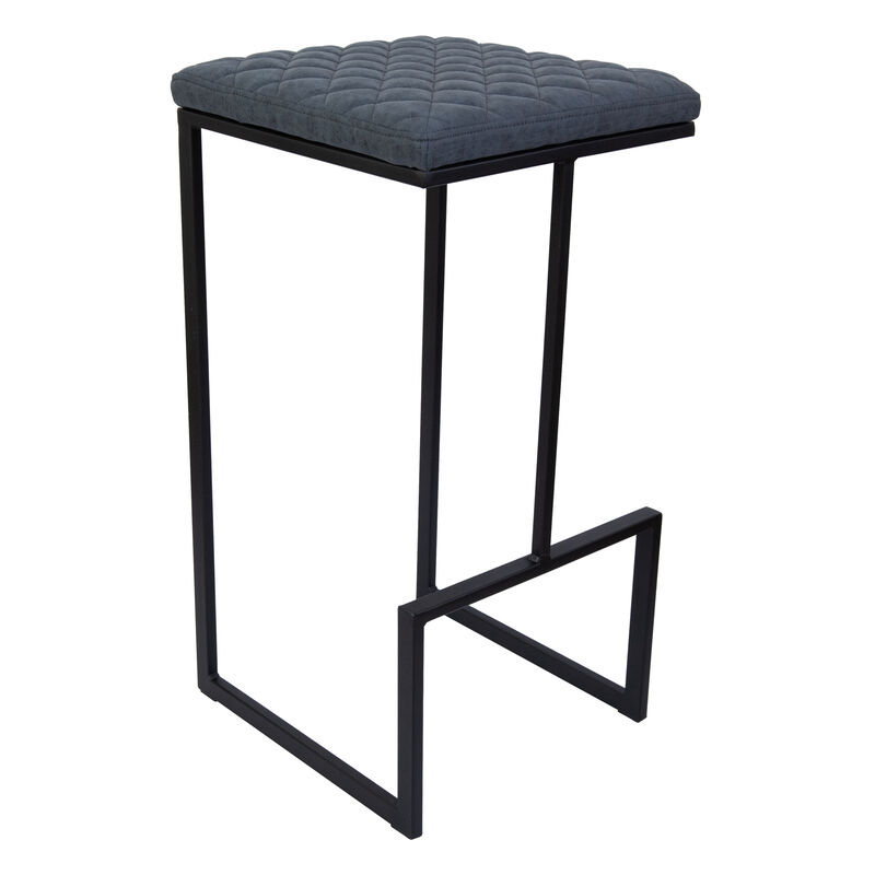 LeisureMod Quincy Quilted Stitched Leather Bar Stools – Set of 2, Modern and Comfortable Seating