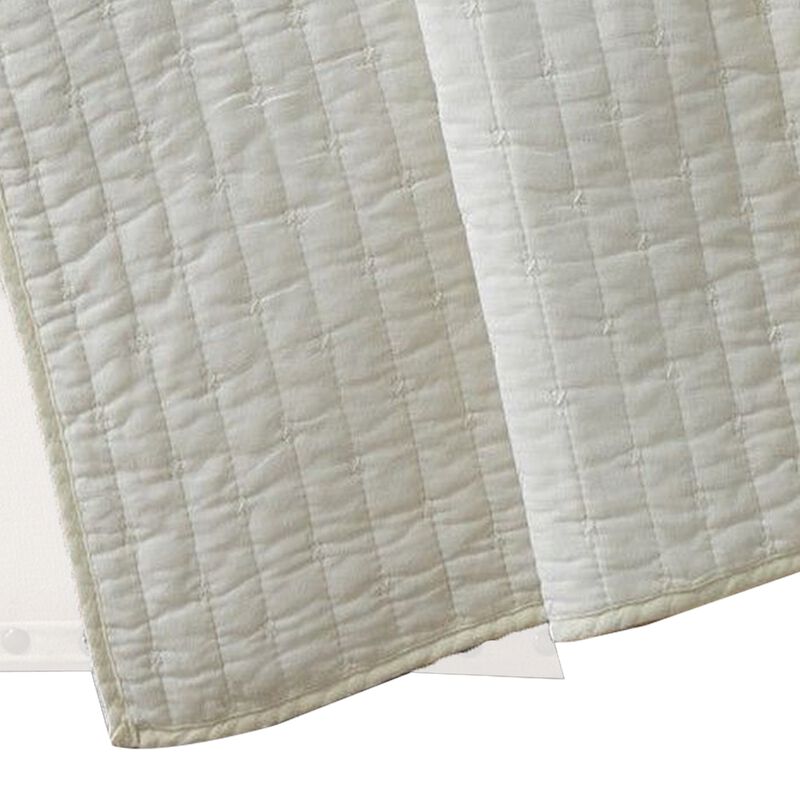 Xumi 50 x 60 Inch Quilted Throw Blanket, Channel Quilting, Antique White - Benzara