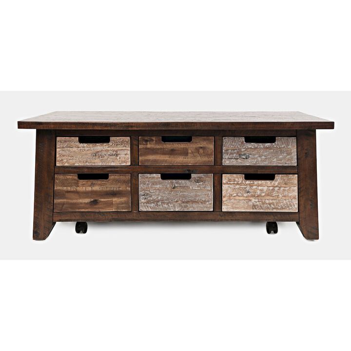 Jofran Painted Canyon Rustic Solid Acacia Box Coffee Table