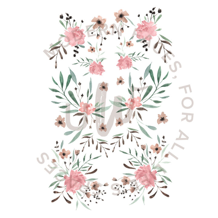 Pink Watercolor Flowers Wall Decals