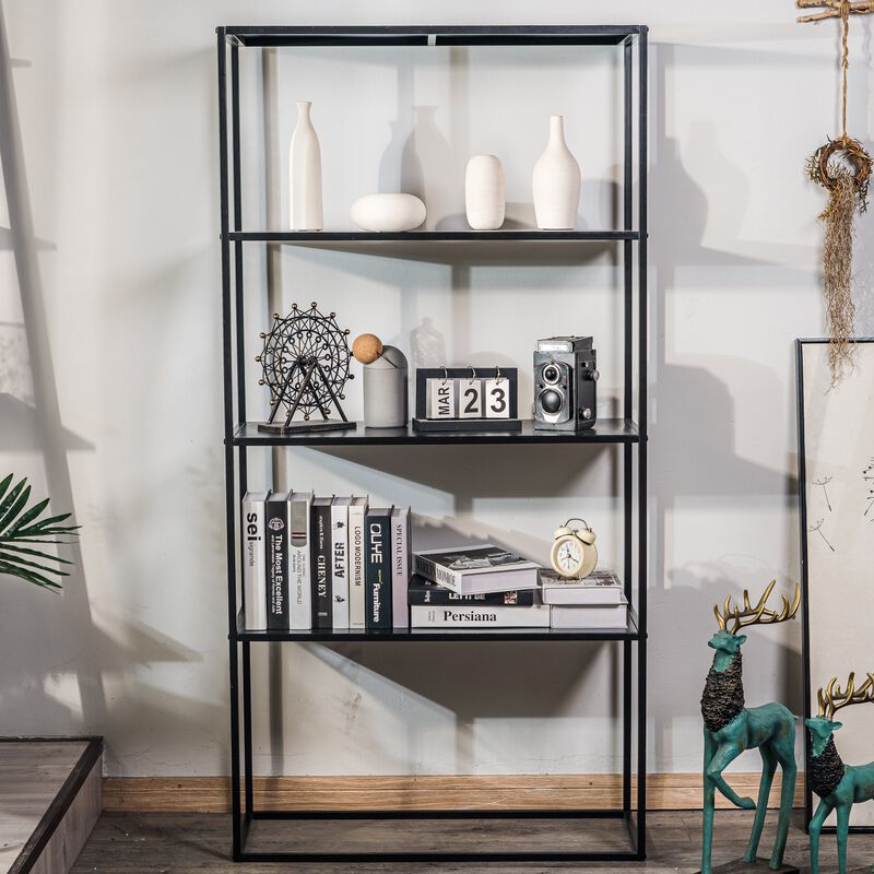 Industrial Bookshelf Storage with 4 Levels