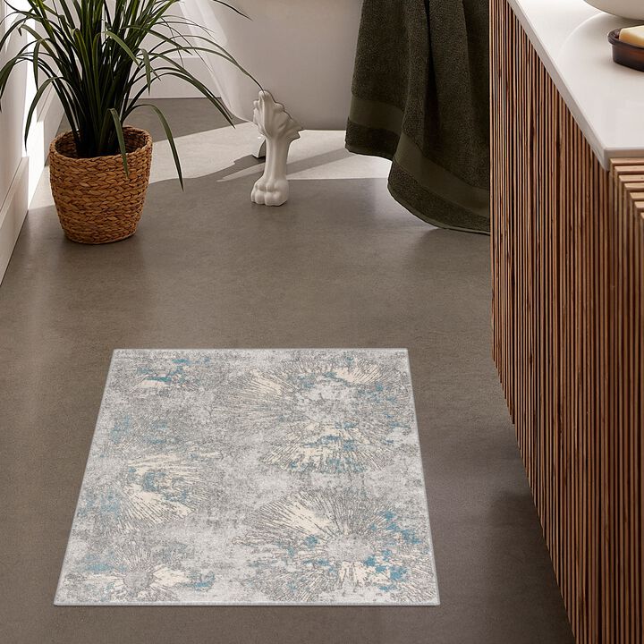 Vogue Contemporary Coastal Blue Grey Indoor Area Rug