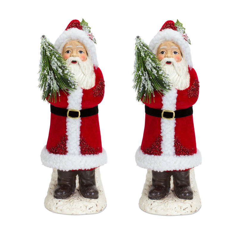 Festive Santa Figurine for Christmas Décor and Holiday Celebrations (Set of 2)