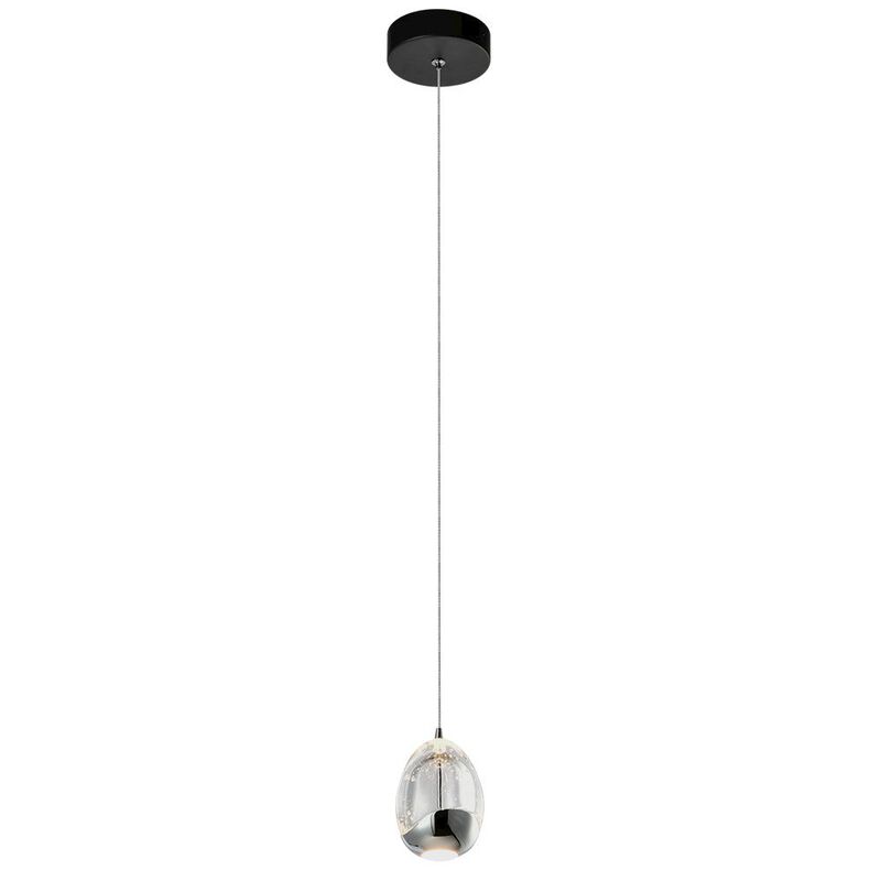 VONN Lighting Integrated LED Height Adjustable Pendant Light with Clear Glass Shade in Black