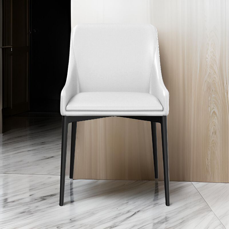 Zvi 21 Inch Cushioned Dining Chair, Set of 2, Sloped Arms, White, Black - Benzara