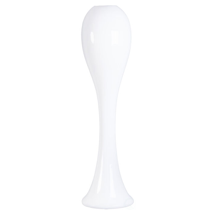 39" Tall White Narrow Unique Fiberglass Modern Floor Vase