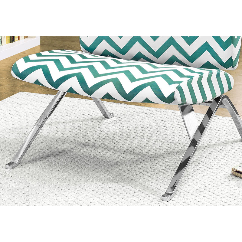 Monarch Specialties I 8136 Accent Chair, Armless, Fabric, Living Room, Bedroom, Fabric, Metal, Green, Chrome, Contemporary, Modern