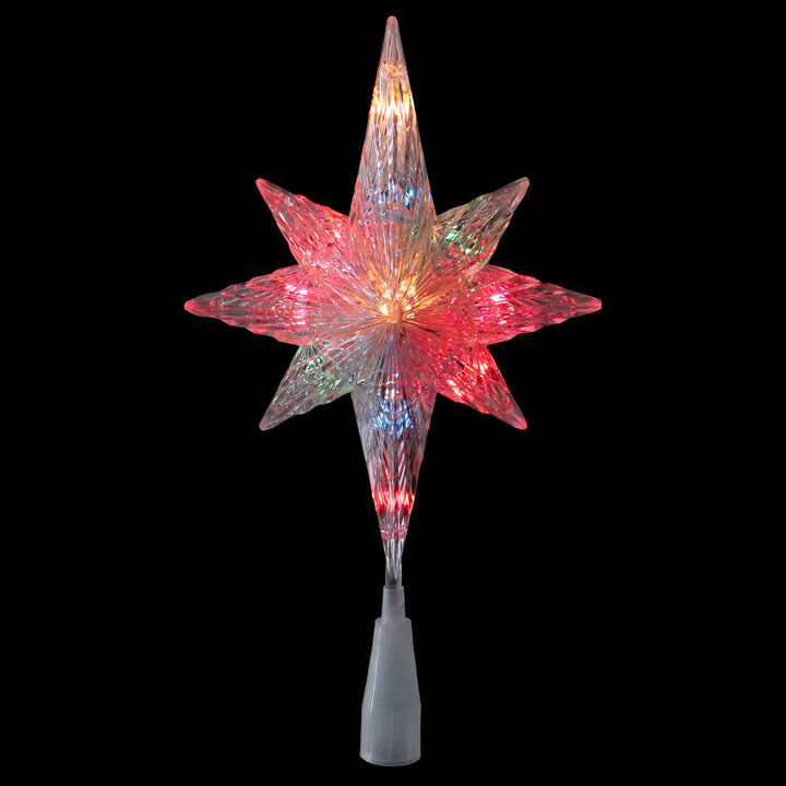 11" Lighted Clear 8 Point Star of Bethlehem Christmas Tree Topper - Multicolor Lights
