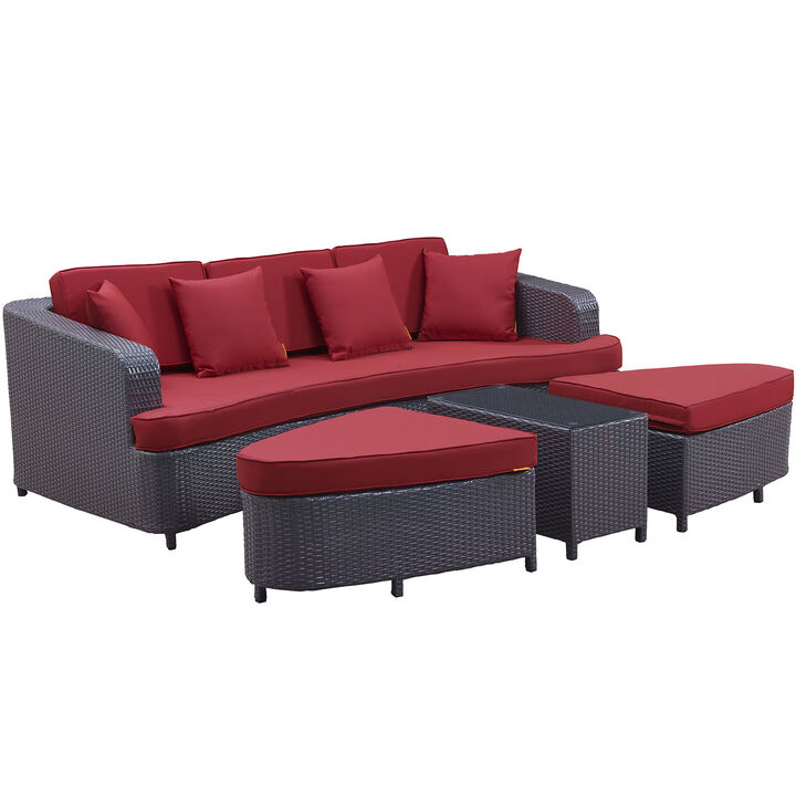 Modway - Monterey 4 Piece Outdoor Patio Sofa Set Brown Red
