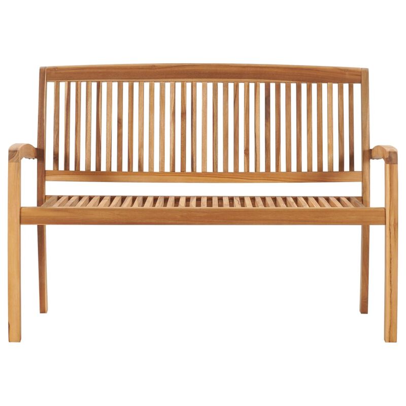 vidaXL Stacking Garden Bench with Cushion 50.6" Solid Teak Wood