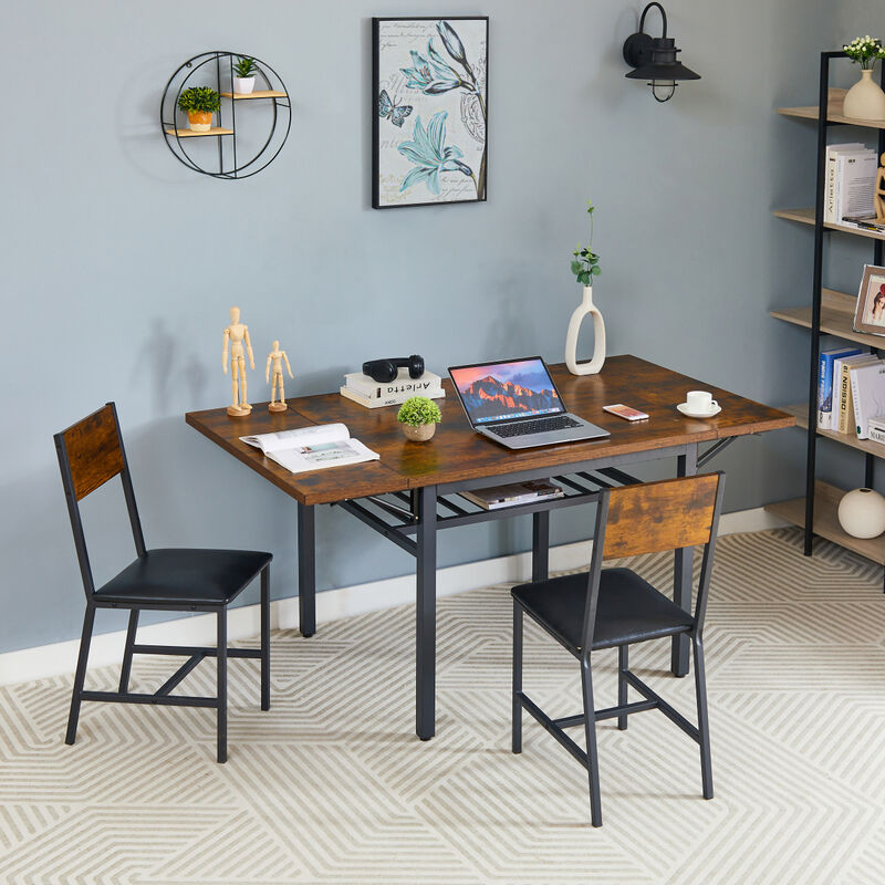 Rustic Folding Dining Table - 63.2" L X 35.5" W X 30.5"