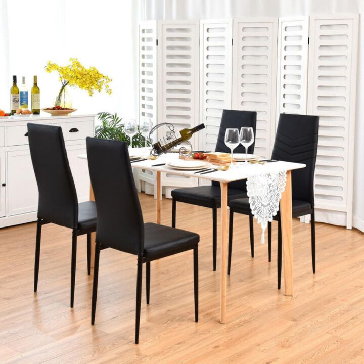 Hivvago Set of 4 High Back Dining Chairs with PVC Leather and Non-Slip Feet Pads