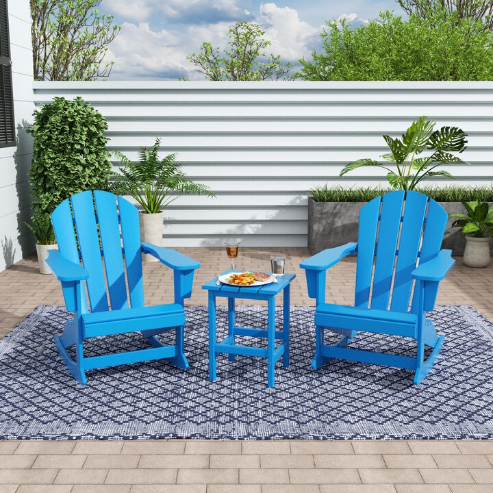 WestinTrends 3-Piece Outdoor Patio Rocking Adirondack Chairs with Side Table Set