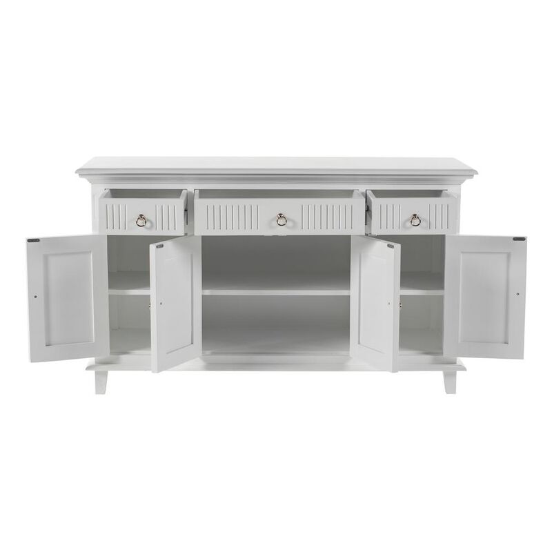 Belen Kox Classic White Buffet Sideboard with 4 Doors and 3 Drawers, Belen Kox