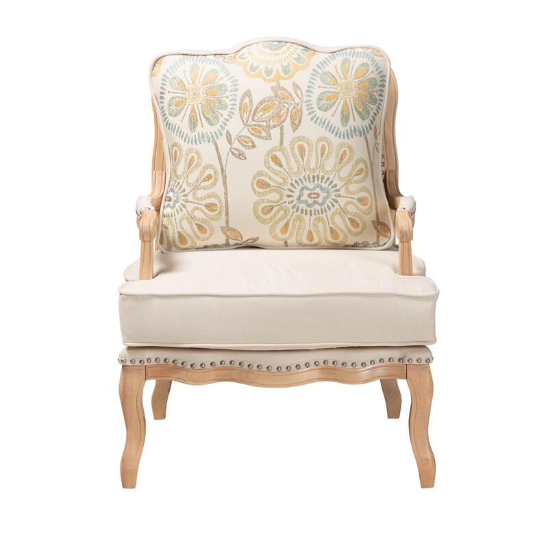 Baxton Studio Andre Cream Quilted Fabric Traditional Accent Chair