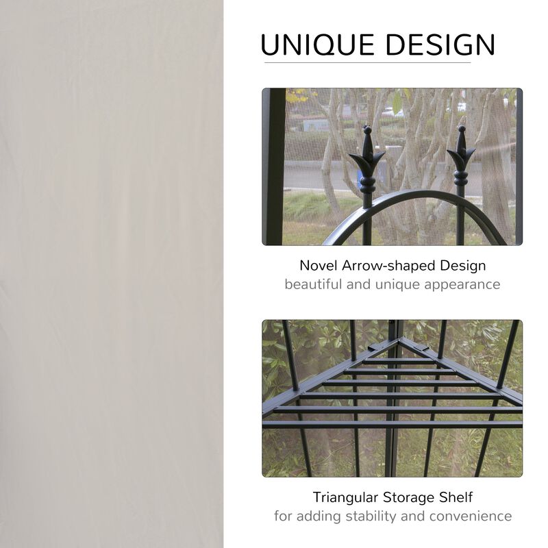 Brown Outdoor Haven: 10x10 Steel Patio Gazebo with Mesh Curtains