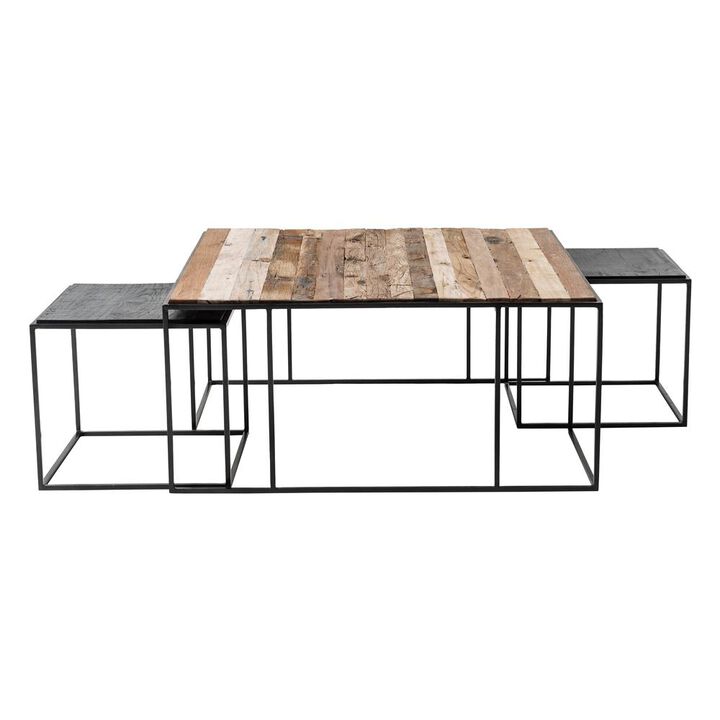Belen Kox Rustic Boat Wood Nesting Coffee Table Set, Belen Kox