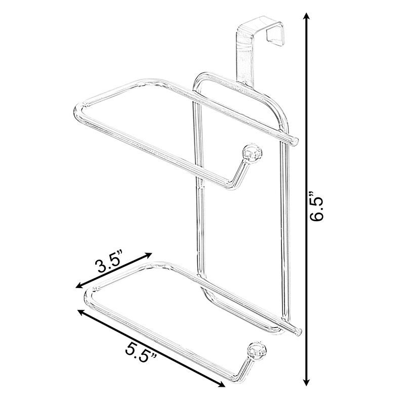 Chrome Toilet Tissue Paper Roll Holder Dispenser, Over The Tank Two Slot Tissue Organizer