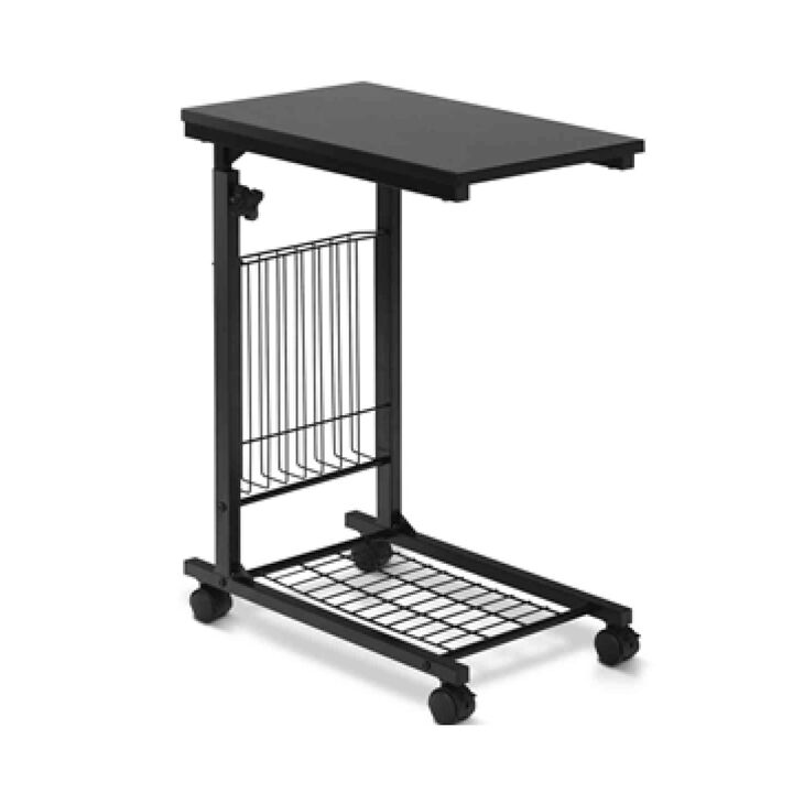 Rolling Height Adjustable Sofa End Side Table