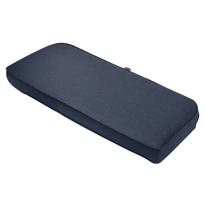Classic Accessories Montlake FadeSafe Water-Resistant 41 x 18 x 3 Inch Contoured Bench Cushion, Heather Indigo Blue, Outdoor Bench, Bench Cushions, Outdoor Cushions