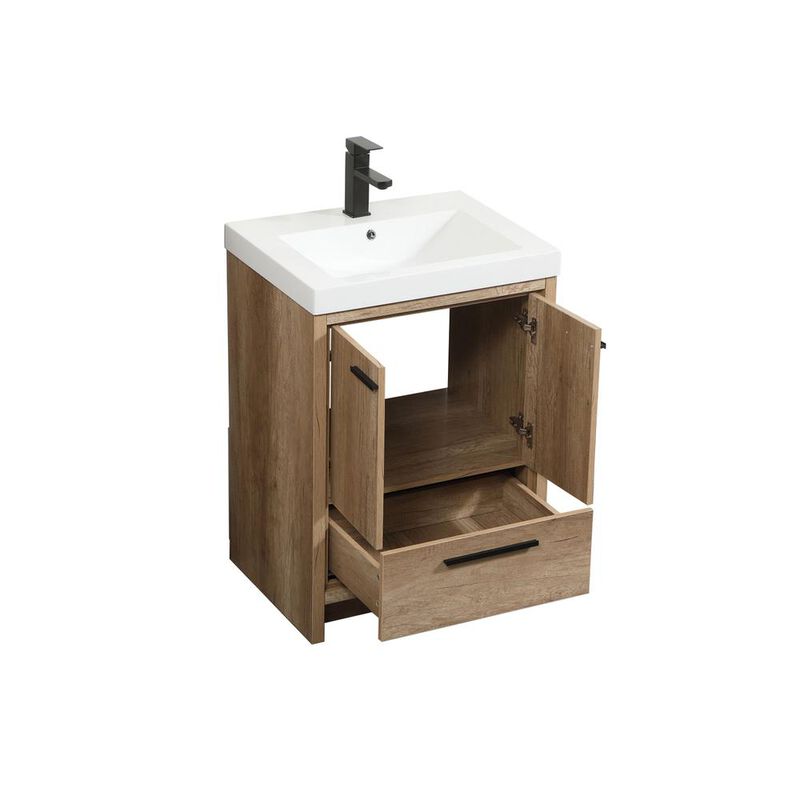 Elegant Kitchen and Bath 24 inch Single bathroom vanity in natural oak