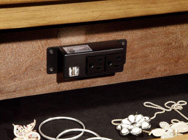 Streamdale Weathered Elm Nightstand with USB/Outlet