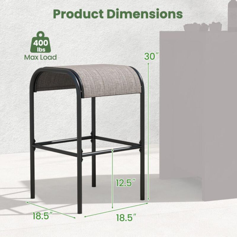 Hivvago Set of 2/4 Patio Metal Bar Stools with Curved Fabric Seat