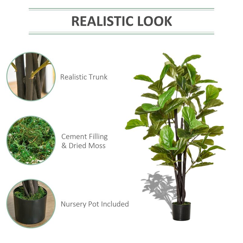 Lifelike Greenery: 4.5ft Faux Fiddle Leaf Fig Tree in Nursery Pot