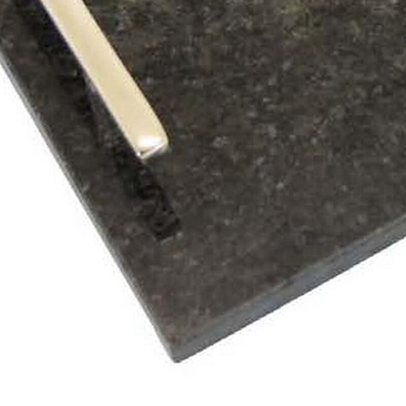 Entro Tray Set of 2, Rectangular Shape, 2 Gold Handles, Black Finish Marble - Benzara