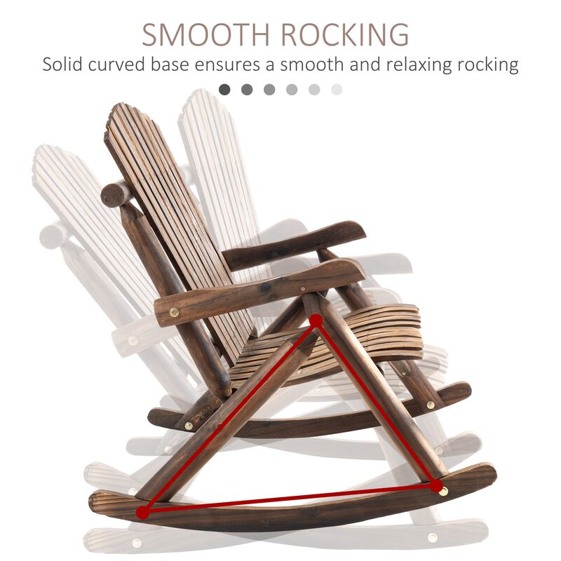 Black Rustic Rocker: Wooden Adirondack Chair for Outdoor Use