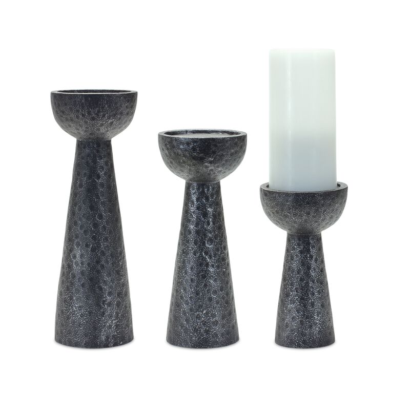 Resin Candle Holders (Set of 3) - 7"H, 9"H, 11"H for a Timeless Look