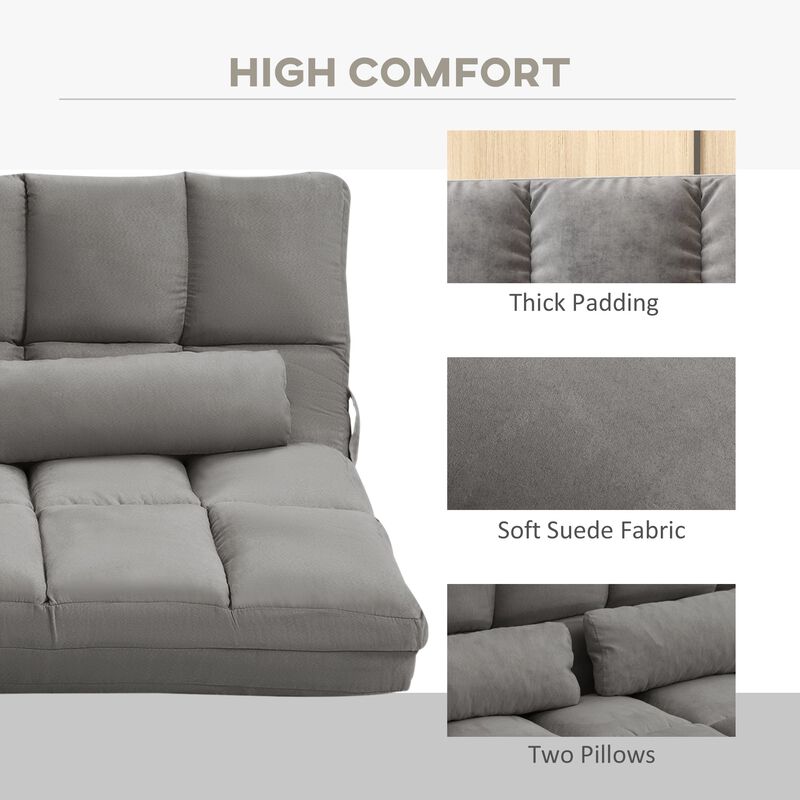 Dark Gray Recliner Sofa: Convertible Floor Chair, Adjustable
