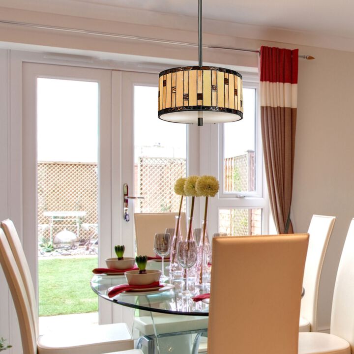48" Black and Beige Contemporary Hanging Pendant Light Fixture