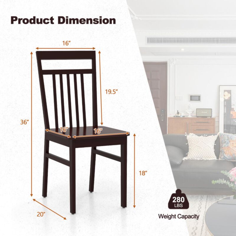Hivvago Set of 2 Farmhouse Dining Chair with Slanted High Backrest