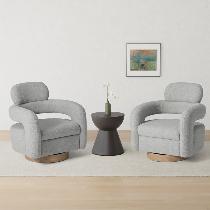 WestinTrends Mid-Century Modern Sherpa Swivel Barrel Accent Chair (Set of 2)