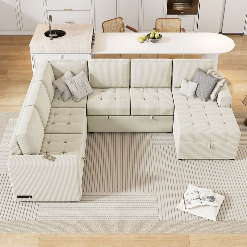 Merax U-shaped Sofa Sectional Sofa with A Storage Chaise Lounge