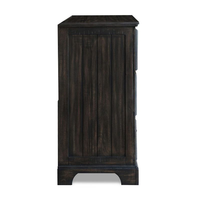 Benjara Brown Annu 68 Inch Wide Dresser, 7 Drawers, Felt and Cedar Lining, Walnut