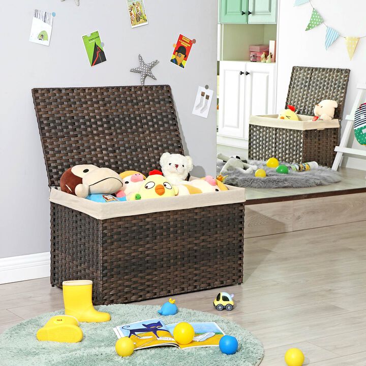 Storage Trunk with Cotton Liner and Metal Frame for Bedroom and Closet