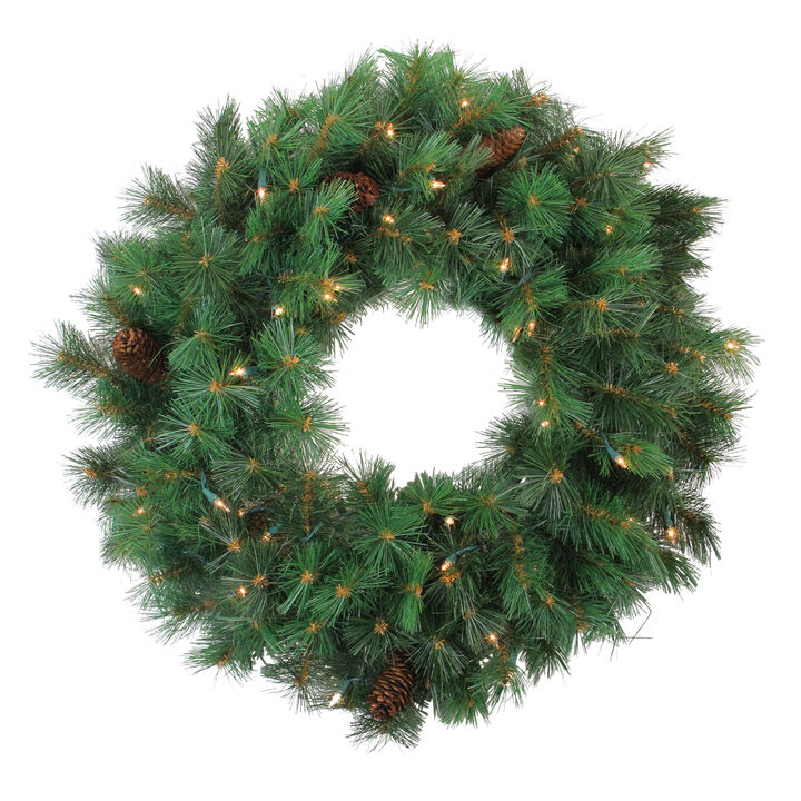 Pre-Lit Royal Oregon Pine Artificial Christmas Wreath  24-Inch  Clear Lights