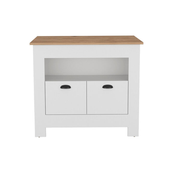 Kitchen Island Geneva, Kitchen, White / Macadamia